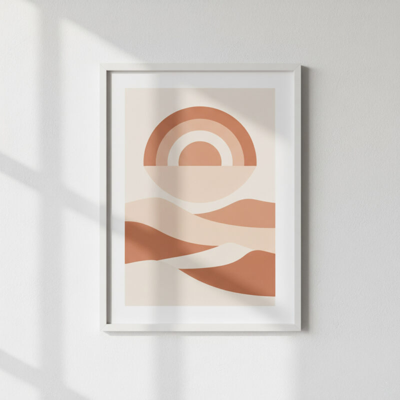 Minimal Abstract Sunset Wall Art Frame