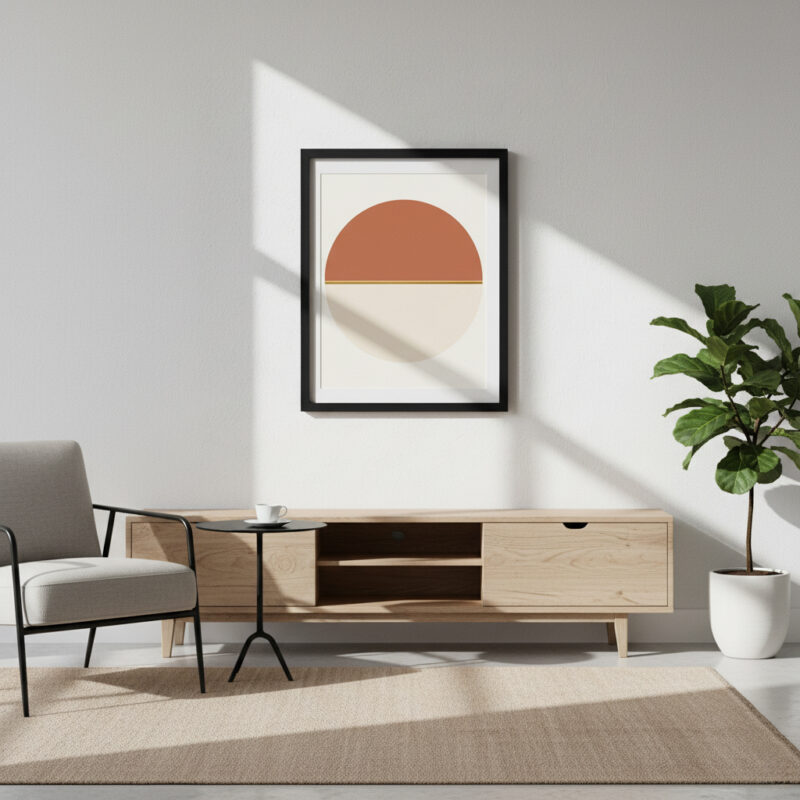 Terracotta Horizon – Minimalist Circle Wall Art Frame