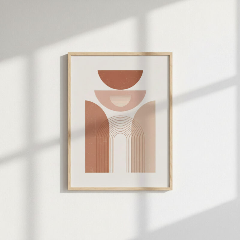 Terracotta Arch Flow – Minimalist Geometric Wall Art Frame