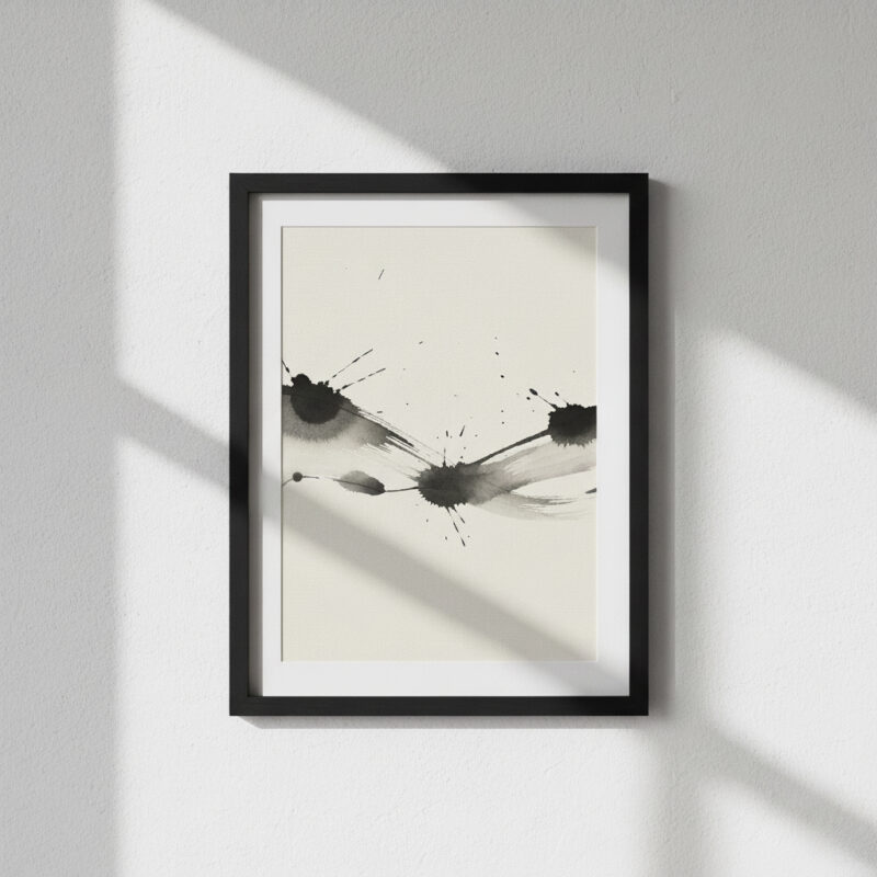 Modern Ink Splash Abstract Wall Art – Black Frame