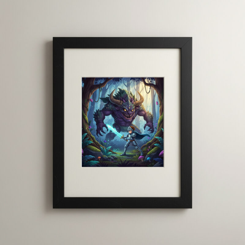Epic Knight vs Monster Wall Art